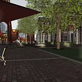 Modern Commercial Street With Glass Facade Red Brick Buildings And Luxury Brand Stores