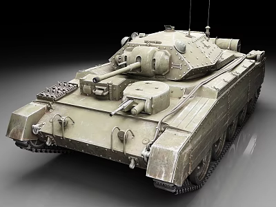 Green Military Armored Tank With Turret Cannon And Tracked Wheels 3d model