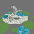 Modern Outdoor Chairs With Curved Canopy Structure Water Features And Paved Flooring