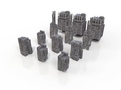 Detailed 3D Stone Castle Scene Components With Various Shapes And Structures 3d model