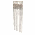 Woven Wall Decor with Circular Patterns Tassels and Fringe in Beige Gray Tones