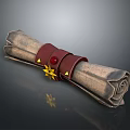 Vintage Scroll With Red Leather Bindings And Golden Star Adorned With Animal Motifs