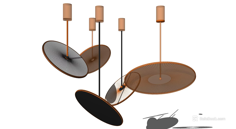 Modern Stylish Pendant Lights With Circular Shades For Home Interior Decor 3d model 