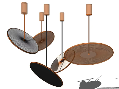 Modern Stylish Pendant Lights With Circular Shades For Home Interior Decor 3d model