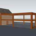 Traditional Wooden Cabin Exterior With Gray Roof Brick Chimney And Porch Railings
