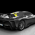 Black Sports Car With Yellow Accents And Aerodynamic Streamlined Design