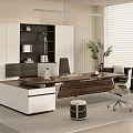 Modern Office Interior With Wooden Desk Ergonomic Chair Sofa Potted Plant And Window Blinds