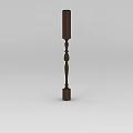 Dark Brown Wooden Architectural Component With Carved Details And Vertical Structure