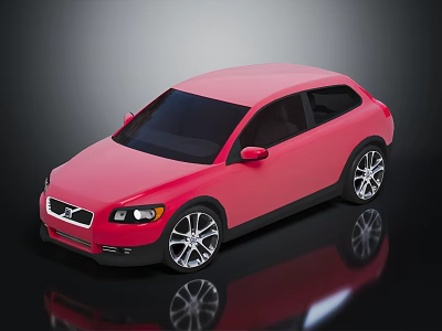 Sleek Pink Modern Hatchback Car With Silver Alloy Wheels And Glossy Exterior Finish 3d model