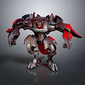 Futuristic Robotic Mechanical Creature With Red And Gray Armor And Clawed Limbs 3d model
