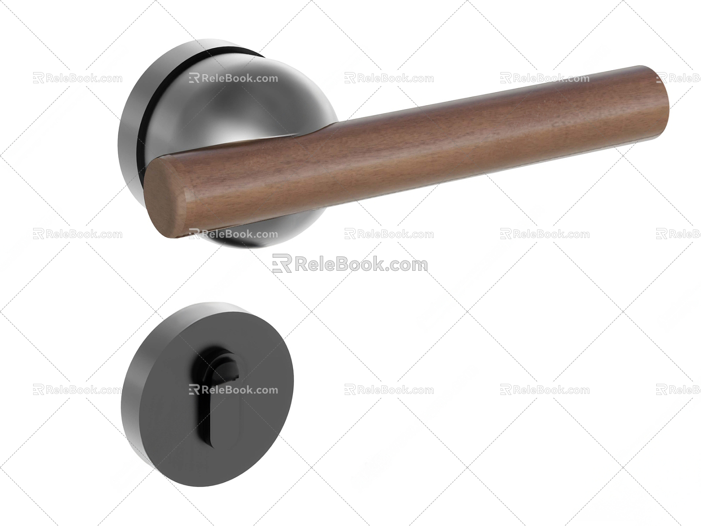 Light Luxury Door Handle Split Door Handle Door Lock Solid Wood Round Handle 3d model