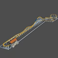 Thrilling Roller Coaster Ride With Yellow Undulating Track And Orange Carriage Metal Support Structure