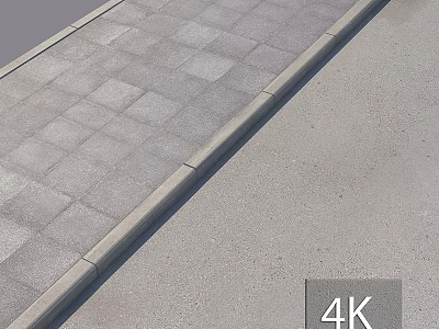 Gray Pavement Surface With Curb And High Quality 4K Resolution 3d model