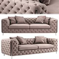 Luxurious Beige Velvet Two Seater Sofa With Tufted Design Pillows And Metal Legs