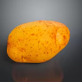Fresh Yellow Potato with Red Specks on Dark Background and Reflection 3d model