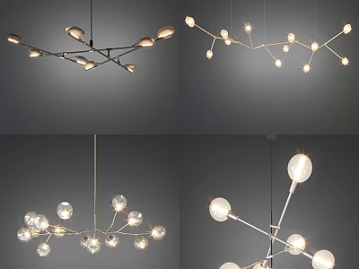 Modern Chandeliers With Branch Like Design And Glass Globe Lighting Features 3d model
