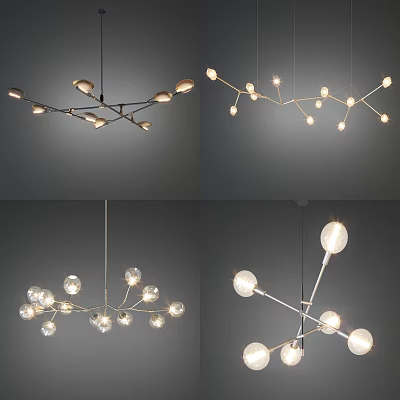 Modern Chandeliers With Branch Like Design And Glass Globe Lighting Features 3d model