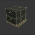 Vintage Wooden Storage Crates Stacked On Wooden Pallet For Home Use