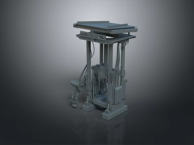 Gray Industrial Mechanical Device With Multi layer Platforms And Metal Support Structures 3d model