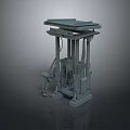Gray Industrial Mechanical Device With Multi layer Platforms And Metal Support Structures 3d model