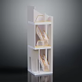 Detailed Three Story Architectural Model With Wooden Stairs And Balcony Floors