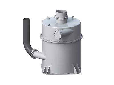Cylindrical Industrial Equipment with Top Inlet Side Pipe and Base Supports 3d model
