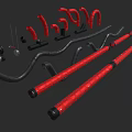Red And Black Industrial Pipes With Flexible Curved Fittings And Straight Tubes