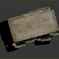 Antique Wood and Stone Box With Intricate Carvings And Natural Texture On Black Background
