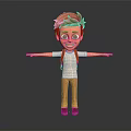 Smiling Red Haired Boy With Backpack White Tshirt Khaki Pants Red Shoes And Open Arms