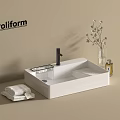 Poliform Modern Bathroom Sink With White Towel Vase And Soap Bottle
