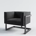 Modern Black Accent Chair With Square Arms And Metal Frame Design