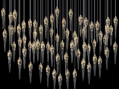 Elegant Modern Crystal Chandelier With Slender Hanging Pendants And Illuminated Design 3d model