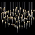 Elegant Modern Crystal Chandelier With Slender Hanging Pendants And Illuminated Design