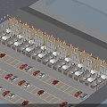Commercial Street Night View With Hanging Illuminated Lanterns Modern Facade And Parked Cars
