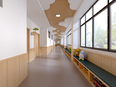 Modern aisle kindergarten aisle 3d model