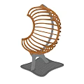 Modern Outdoor Chair With Curved Wooden Frame And Mesh Seat Gray Base