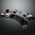 Detailed Military Vehicle Toy Models With Traffic Cones Road Barriers And Colorful Designs