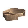 Modern Brown Stone Coffee Table With Irregular Geometric Design And Textured Surface
