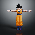 Goku Dragon Ball Action Figure With Orange Outfit Blue Belt Black Spiky Hair Arms Outstretched