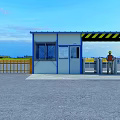 Security Entrance Gate With Booth Barrier Gate And Staff In Outdoor Area
