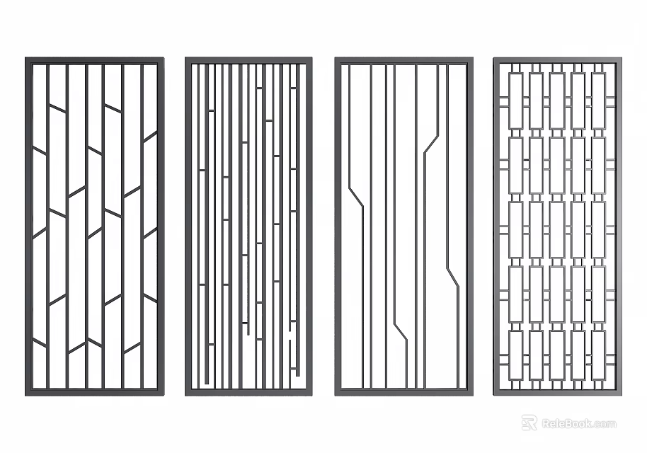 Modern Room Divider Designs With Various Geometric Patterns And Linear Details 3d model 