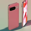Four Modern Smartphones In Pink And White With Interactive Display Interfaces 3d model