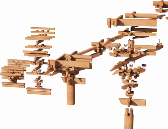 Liao Dynasty Dou Arch Substituted Structure 3d model