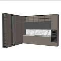 Stylish Gray Kitchen Cabinets With Marble Countertop Open Shelves Wooden Flooring And Textured Wall
