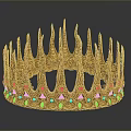 Ornate Decorative Crown With Spiked Design And Colorful Gemstone Embellishments