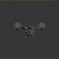Sci-Fi Spaceship 3D Model With Streamlined Metallic Body Yellow Stripes And Twin Engines
