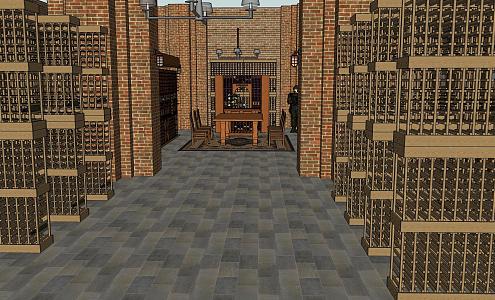 Industrial LOFT Wine Cellar Wine Cellar Wine Rack Basement 3d model