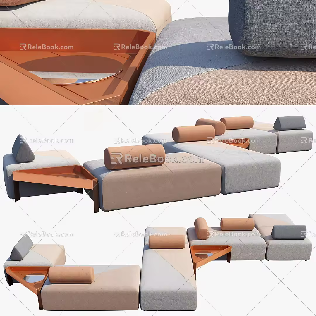 Public sofa stitching sofa 3d model