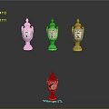 Decorative Ceramic Vases In Assorted Colors With Ornate Lids And Patterns