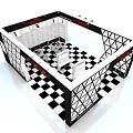 Modern Open Exhibition Booth With Black White Triangles Red Maozu SEADA Brand Logo